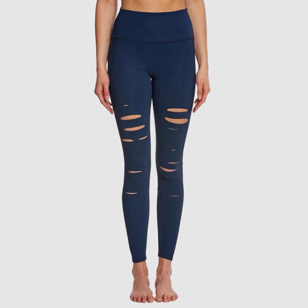 ALO YOGA HIGH-WAIST RIPPED WARRIOR‎ LEGGING Blue Size Medium NWOT
